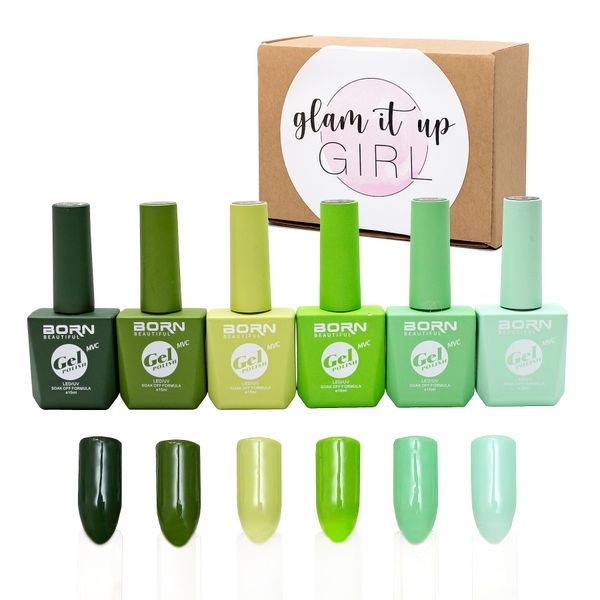 Glam It Up Girl/ UV Gel Nail Polish, Shades of Green, 6 Piece - Undecided