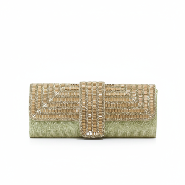 LaMara Paris Adamite sparkly evening clutch bag gold