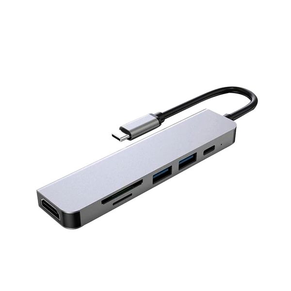 6 in 1 USB-C Hub For MacBook-Pro Type C Adapter Multiport SD Card Reader-4K