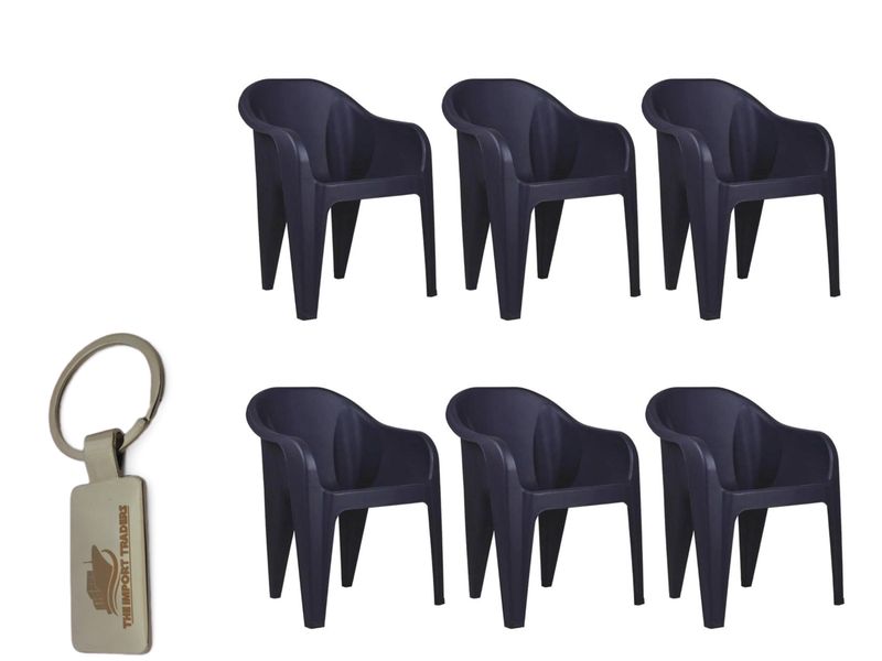 Heavy Duty Outdoor Chair- Black (Set Of 6) With TIT Keychain