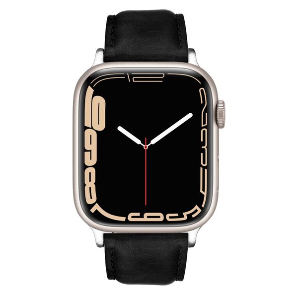 Premium Leather Strap for Starlight 45mm Apple Watch Series 7 - Navy Blue