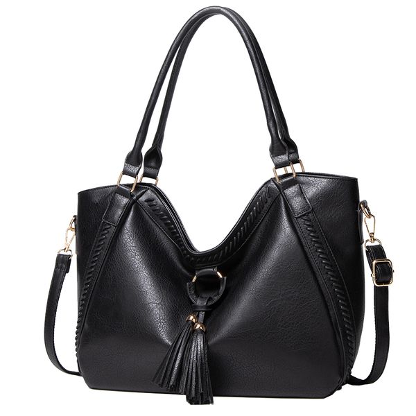 Women's Stylish Large Capacity Soft PU Leather Messenger Bag - Gray