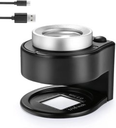 60x Coin Magnifier, Rechargeable Portable USB 6 Lights Metal UV Magnifying