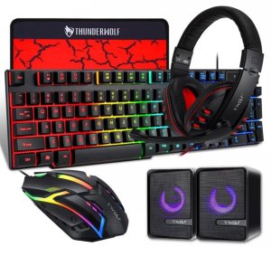 T-WOLF TF850 5in1 RGB GamingSet: Keyboard+Mouse+ Headset+Speakers+Mousepad