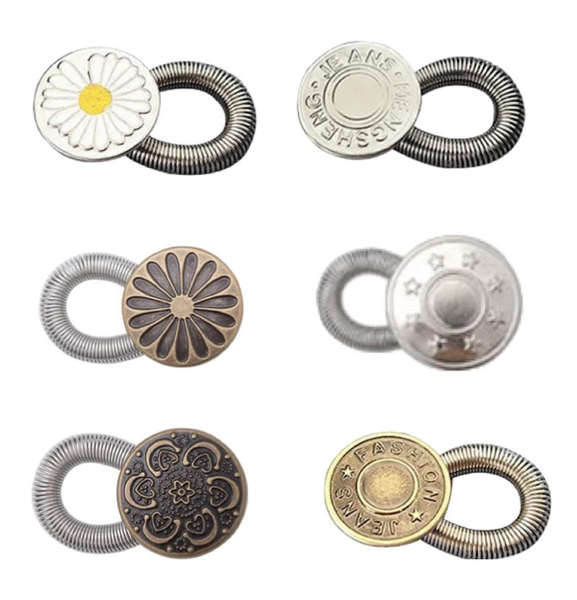 Fashion Flexible Magic Metal Jean Button Expender - 2.7cm - Set Of 6