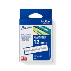 Brother TZe-135 White on Clear Laminated Tape 12mm