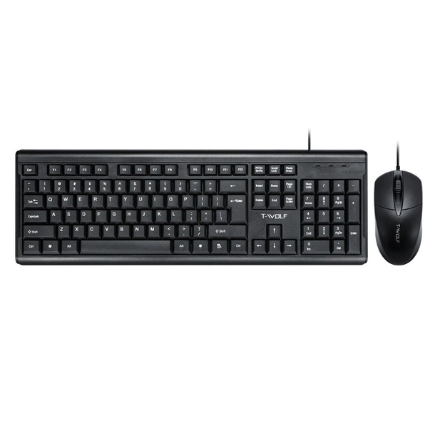 T-WOLF TF600 Mechanical Feel Metal Panel Gaming Keyboard Mouse Combo Set