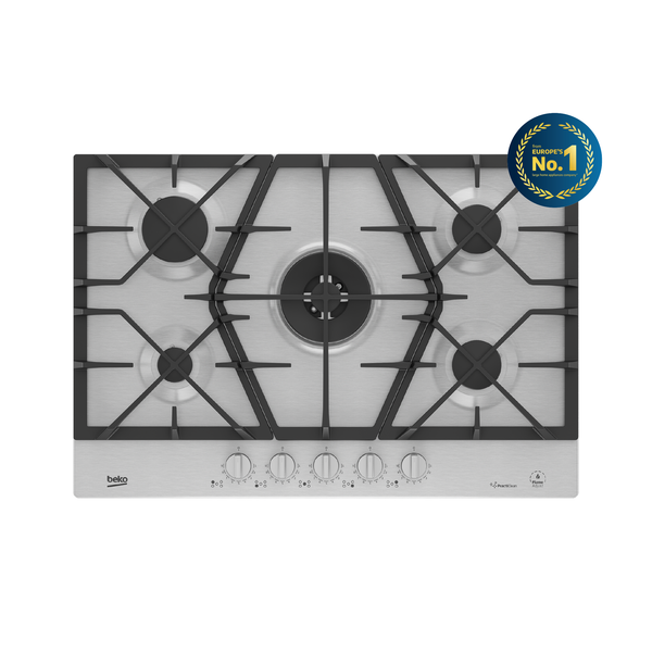 Beko 75cm Built-In Gas Hob + 1 Wok Burner Inox HIAW75226SXE