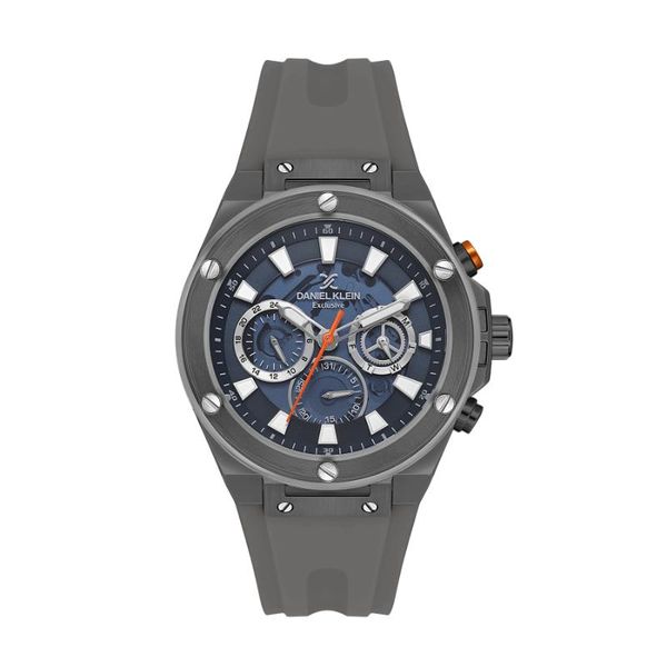 Daniel Klein-Mens Grey Rubber Strap Watch-DK113889-3
