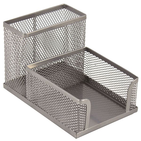 SDS M415S Wire Mesh Metal Cube &amp; Pen Holder - Silver