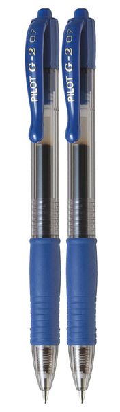 Pilot G-2 0.7 Gel Retractable Pen Pack of 2 - Blue