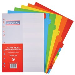 Donau File Divider, 12 Tab printed board (Jan - Dec) Pack of 10
