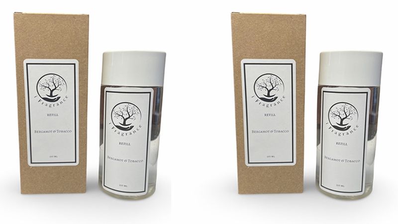 Set of 2 Refill 150 ml Bergamot and Tobacco Scents Diffuser oil