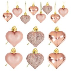 Rose Gold Valentine's Day Heart Shaped Ornaments Heart Shaped 24Piece