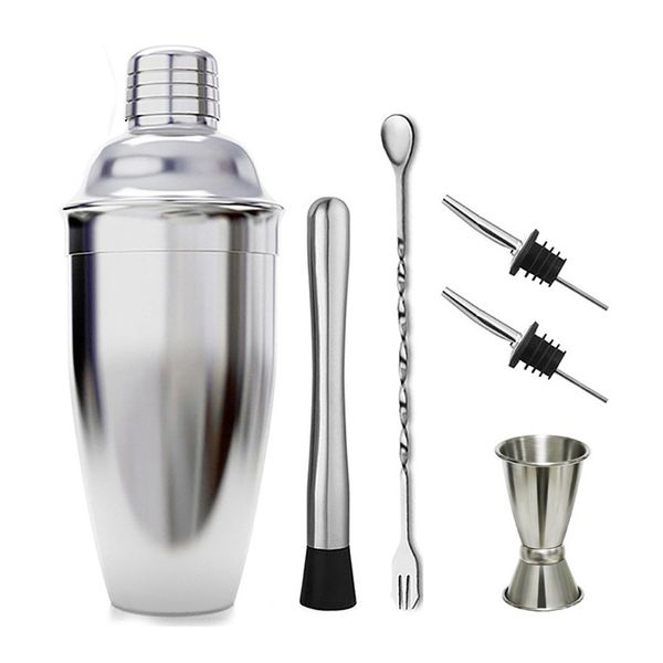 6Pcs Stainless Steel 550ml Cocktail Shaker Bar Set Bartender Tool Kit Gift