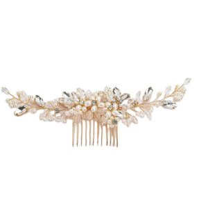 Wedding Hair Comb Clip PEARLBridal Hair Comb Piece, Gold Hair