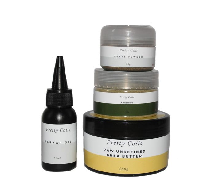 Pretty Coils Chebe Combo, Organic Ambunu Powder and Raw Shea Butter