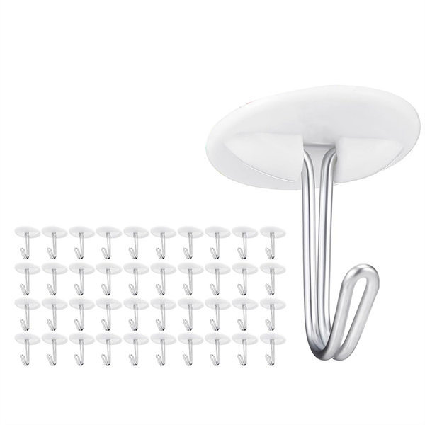 50 Pcs Adhesive Ceiling Hooks For Classroom Hanging Decor White