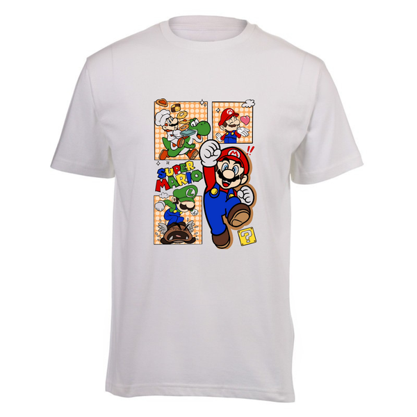 Kids White Short Sleeve T-shirt - Super MarioJump