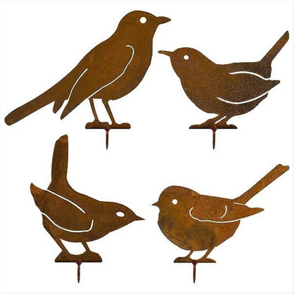 Rusty Metal Bird Wrought Iron Bird Waterproof Metal Bird Statue
