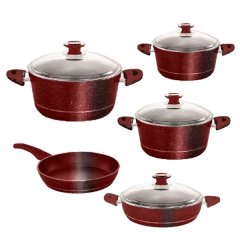 9 Piece De's Chef Non-Stick Cookware Set - Red