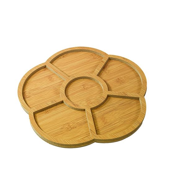 Flower Shaped Premium Bamboo Wood Appetizer/Snack Serving Platter