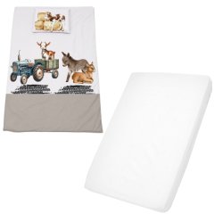 Cot Duvet Cover &amp; Waterproof Fitted Sheet 1040x720mm - Plaas Japie