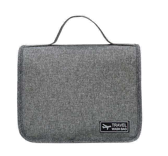 Portable Beige Waterproof Travel Toiletry Cosmetic Makeup Hanging Bag