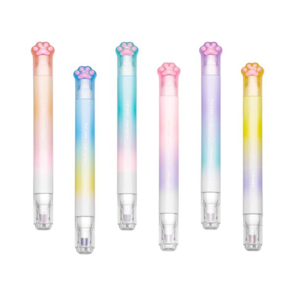 6 Piece - Cute No Bleed Highlighters With Dual Color Tips - Pastel Colors