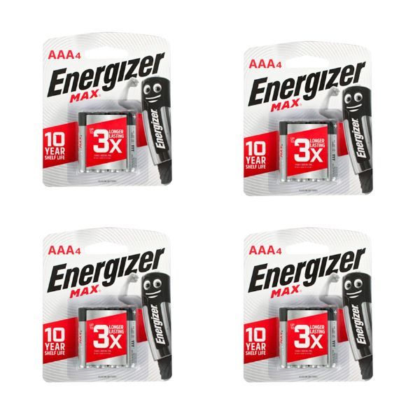Energizer Max AAA Batteries 4 Pack x 4 - (16 AAA Alkaline Batteries)
