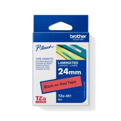 Brother TZe-451 Black on Red Laminated Tape 24mm