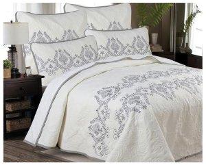 Bedding Set: Tiffany White with Silver Embroidery
