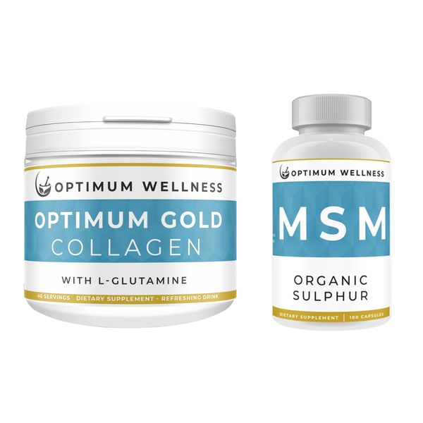 Optimum Gold Collagen 10,000mg with L-Glutamine 2,000mg 420g &amp; MSM Combo