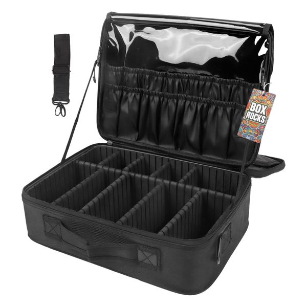 Black Makeup Bag Cosmetic Case Vanity Travel Beauty Box - Medium