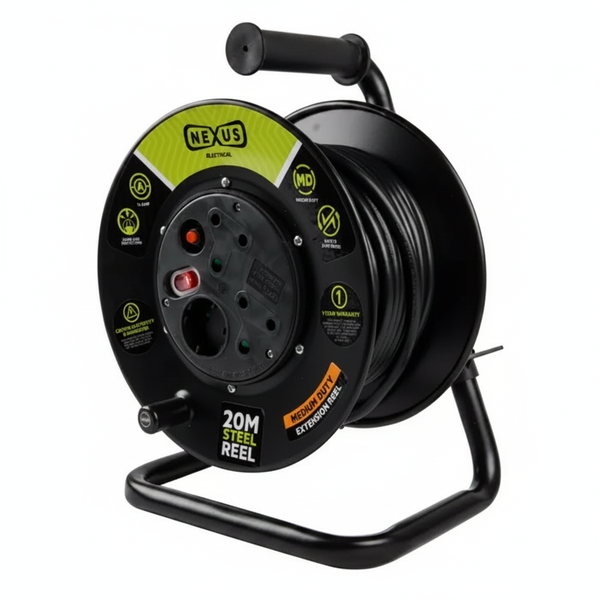 Nexus 30M Steel Extension Reel with 4 Sockets and 16A Rating