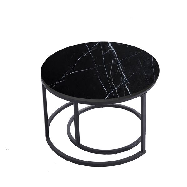 Nesting Round Coffee Table Set Natural Grain Wooden Tabletop