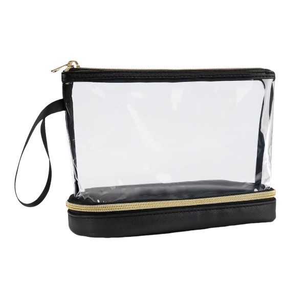 Travel Makeup Bag, 2 Layers Makeup Organizer Bag with Makeup Brush Holder