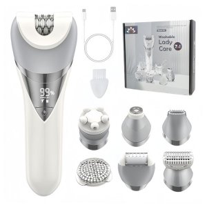 7in1 Women's Epilator:Hair Removal,Shaver,Face Razor,Facial Brush,IPX6