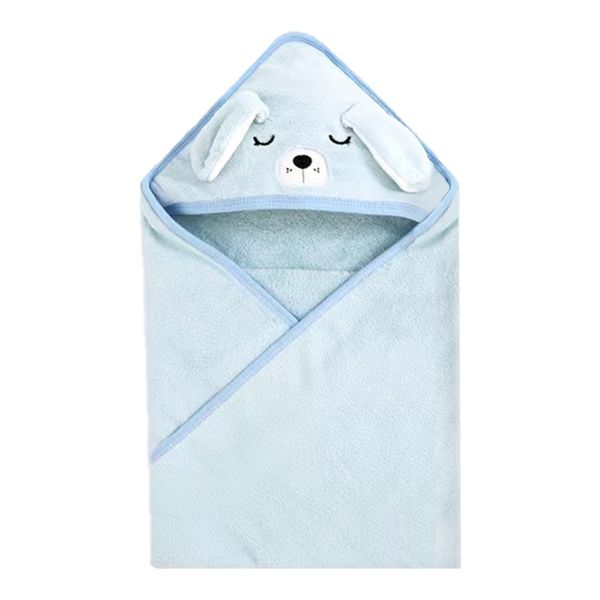 Blue Puppy Soft Coral Velvet Hooded Baby Towel-Ultra Absorbent
