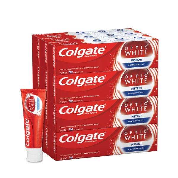 Colgate Optic White Instant Whitening Toothpaste Bulk Pack, 12x75ml