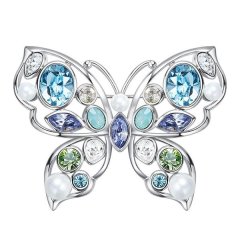 CDE Butterfly Spring Brooch/Scarf Pin with Swarovski Crystals