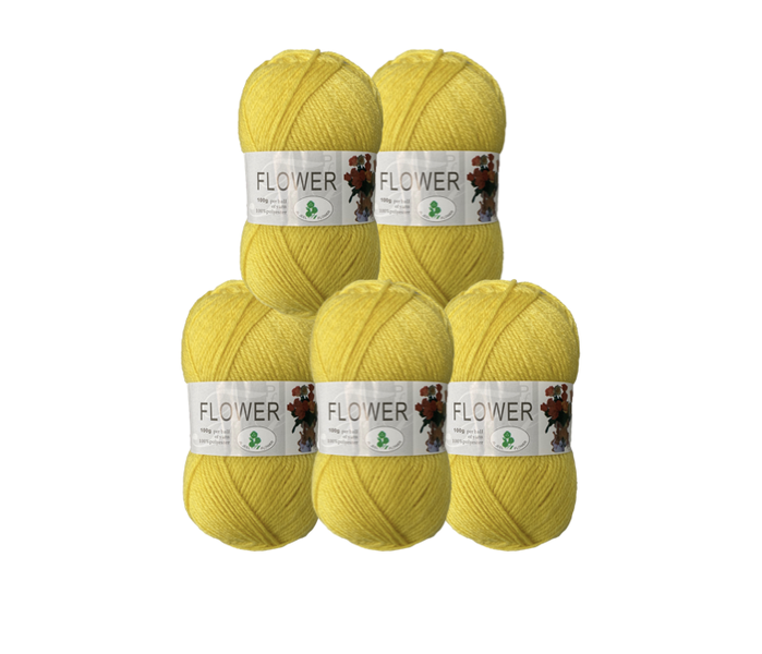 Double Knitting Polyester Yarn 100g (Pack of 5) Yellow