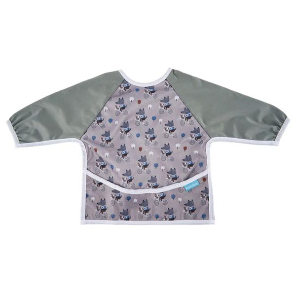 JanaS - Baby Long Sleeve Bib - fox on a bike