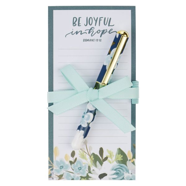 Magnetic Notepad with Pen - Be Joyful in Hope