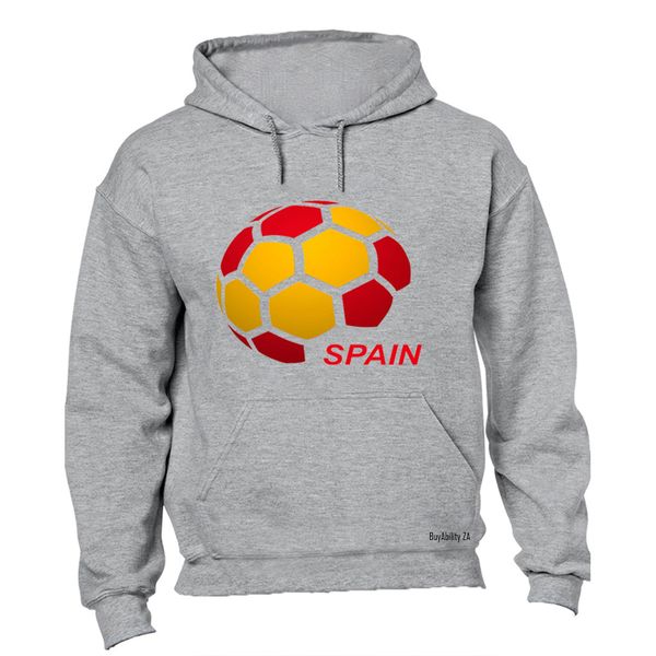 Spain - Soccer Ball - Mens - Hoodie - Grey