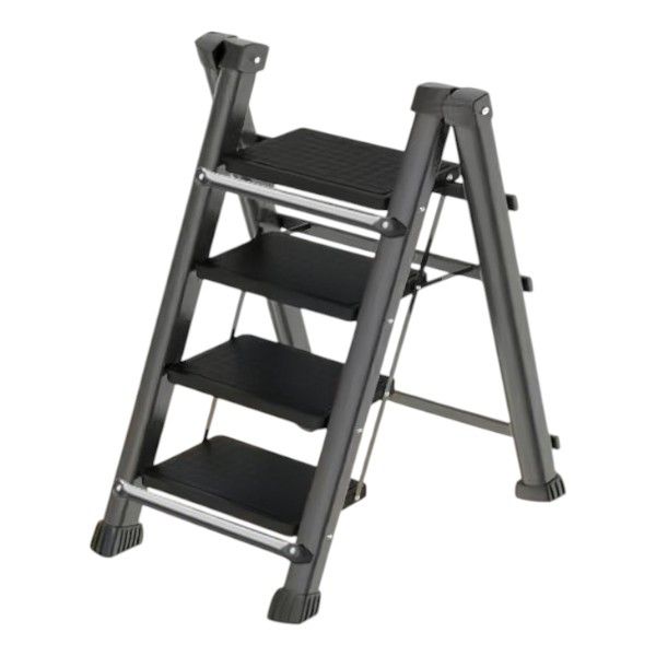 4 Step - Anti-Slip Foldable Ladder - Black
