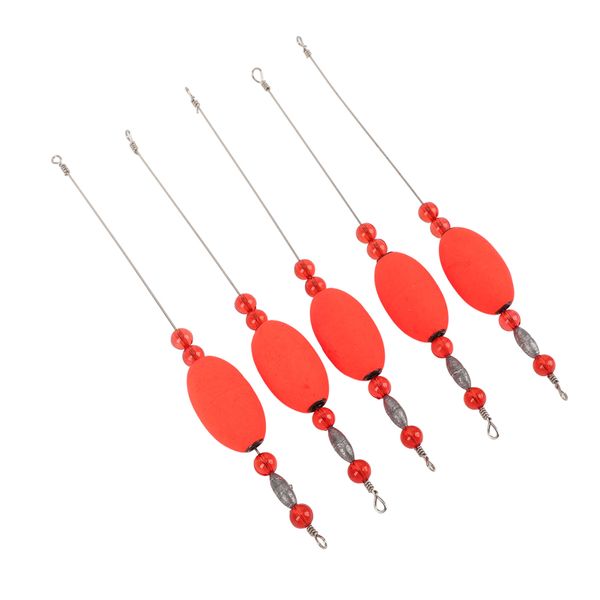 Fishing Bobber 5pc Red Foam Steel Wire Highly Visible Reusable