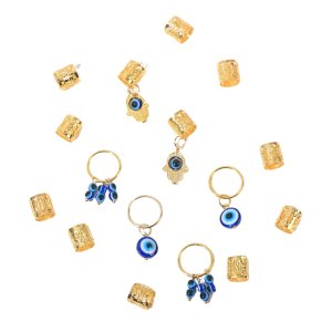 Hair Cuff Clips and Rings - Gold &amp; Evil Eye Set