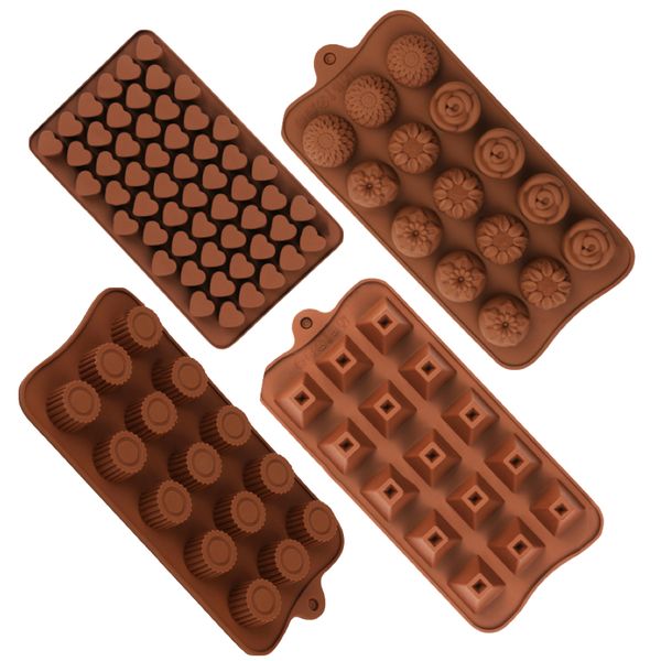 Kitchen Chocolate Silicone Shaping Mold Small Hearts - Set of 4 (22cm)