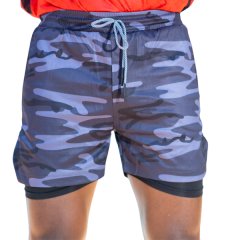 Comealong Men's Dual-Layer Breathable Gym/Running Shorts With Drawstring